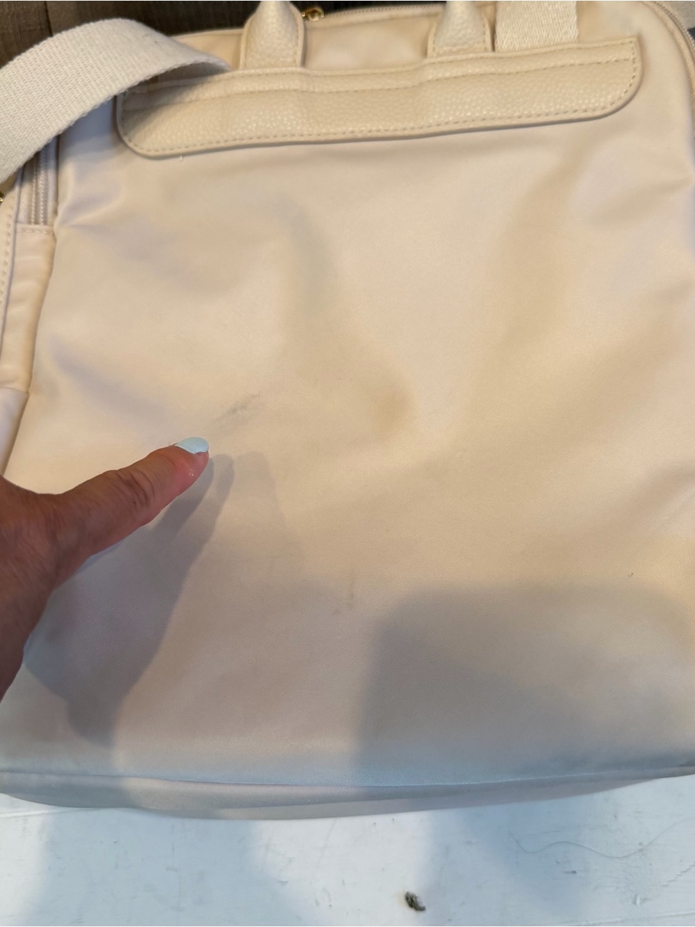 Haute Hippie Cream Nylon Convertible Backpack Tote with Patterned Strap - Picture 8 of 12